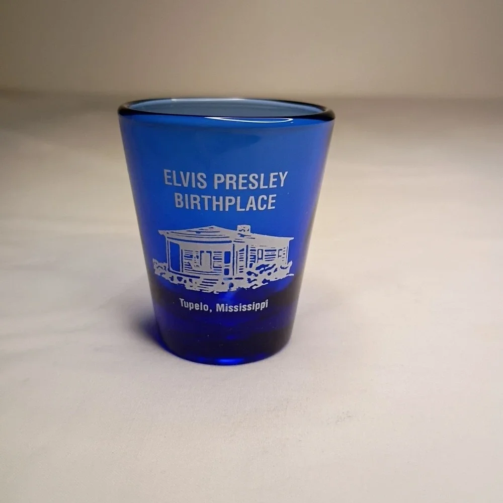 Elvis Presley Birthplace Shot Glass Made in USA Souvenir Tupelo Mississippi‎
